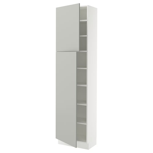SEKTION Armoire haute + tablette/2ptes, blanc/Havstorp gris clair, 24x15x90 "