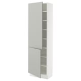 SEKTION Armoire haute + tablette/2ptes, blanc/Havstorp gris clair, 24x15x80 "