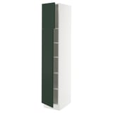 SEKTION Armoire haute + tablette/2ptes, blanc/Havstorp vert profond, 15x24x80 "