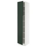 SEKTION Armoire haute + tablette/2ptes, blanc/Havstorp vert profond, 18x24x90 "