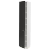SEKTION Armoire haute + tablette/2ptes, blanc/Nickebo anthracite mat, 15x15x80 "