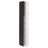 SEKTION Armoire haute + tablette/2ptes, blanc/Nickebo anthracite mat, 15x15x90 "