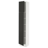 SEKTION Armoire haute + tablette/2ptes, blanc/Nickebo anthracite mat, 15x15x80 "