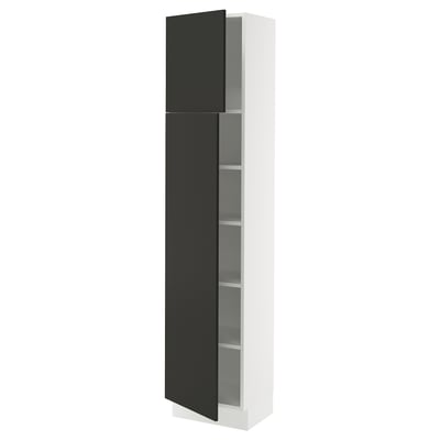 SEKTION Armoire haute + tablette/2ptes, blanc/Nickebo anthracite mat, 18x15x80 "
