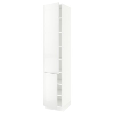 SEKTION Armoire haute + tablette/2ptes, blanc/Ringhult blanc, 18x24x90 "