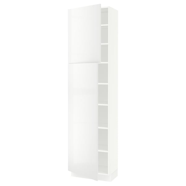 SEKTION Armoire haute + tablette/2ptes, blanc/Ringhult blanc, 24x15x90 "