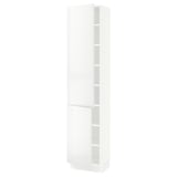 SEKTION Armoire haute + tablette/2ptes, blanc/Ringhult blanc, 18x15x80 "