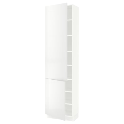 SEKTION Armoire haute + tablette/2ptes, blanc/Ringhult blanc, 24x15x90 "