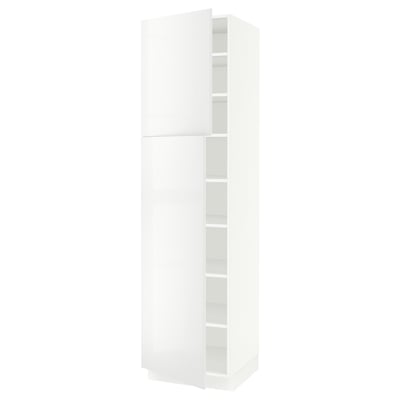 SEKTION Armoire haute + tablette/2ptes, blanc/Ringhult blanc, 24x24x90 "