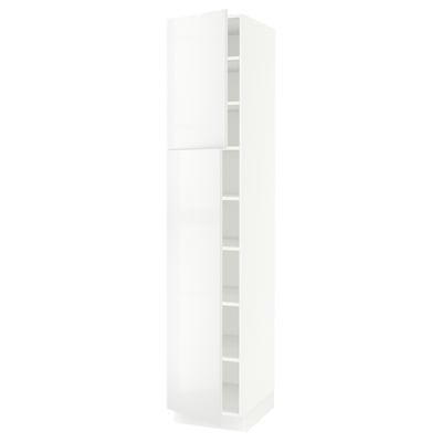 SEKTION Armoire haute + tablette/2ptes, blanc/Ringhult blanc, 18x24x90 "