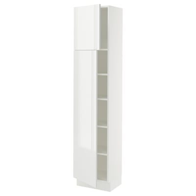 SEKTION Armoire haute + tablette/2ptes, blanc/Ringhult blanc, 18x15x80 "