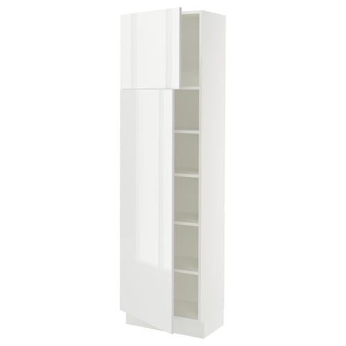 SEKTION Armoire haute + tablette/2ptes, blanc/Ringhult blanc, 24x15x80 "