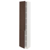 SEKTION Armoire haute + tablette/2ptes, blanc/Sinarp brun, 15x15x80 "