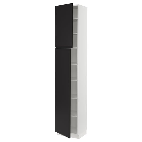 SEKTION Armoire haute + tablette/2ptes, blanc/Upplöv anthracite mat, 18x15x90 "