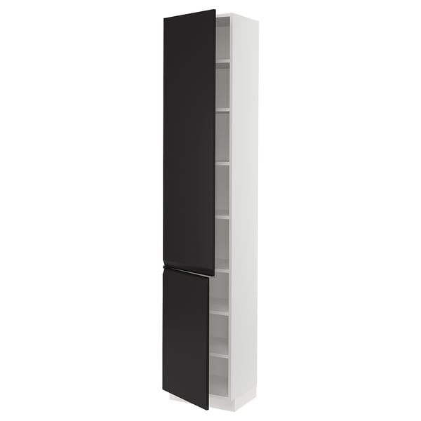 SEKTION Armoire haute + tablette/2ptes, blanc/Upplöv anthracite mat, 18x15x90 "