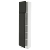 SEKTION Armoire haute + tablette/2ptes, blanc/Upplöv anthracite mat, 18x15x80 "