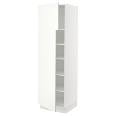 SEKTION Armoire haute + tablette/2ptes, blanc/Vallstena blanc, 24x24x80 "
