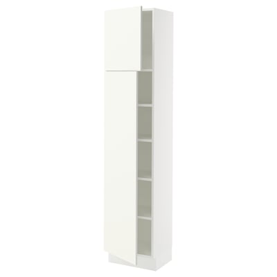 SEKTION Armoire haute + tablette/2ptes, blanc/Vallstena blanc, 18x15x80 "
