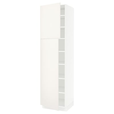 SEKTION Armoire haute + tablette/2ptes, blanc/Veddinge blanc, 24x24x90 "