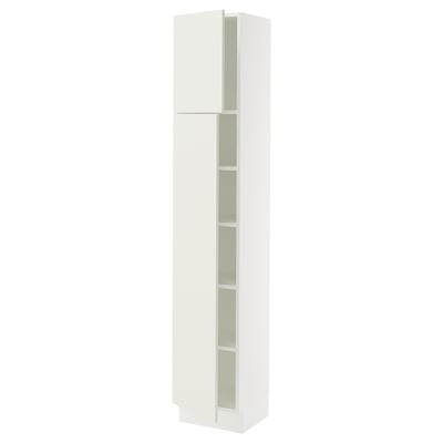 SEKTION Armoire haute + tablette/2ptes, blanc/Veddinge blanc, 15x15x80 "