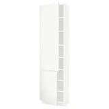 SEKTION Armoire haute + tablette/2ptes, blanc/Voxtorp blanc mat, 24x15x90 "