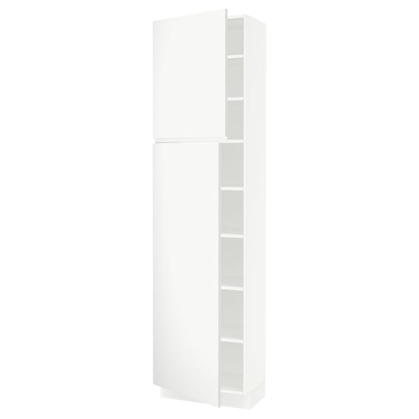 SEKTION Armoire haute + tablette/2ptes, blanc/Voxtorp blanc mat, 24x15x90 "