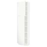 SEKTION Armoire haute + tablette/2ptes, blanc/Voxtorp blanc mat, 24x15x90 "