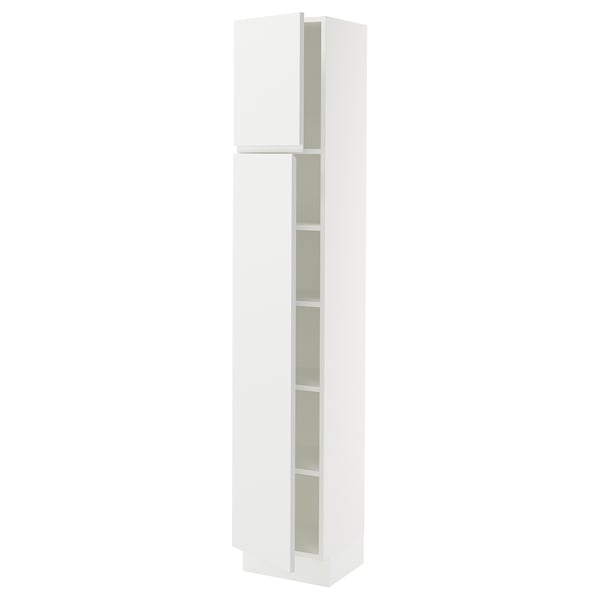 SEKTION Armoire haute + tablette/2ptes, blanc/Voxtorp blanc mat, 15x15x80 "
