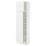 SEKTION Armoire haute + tablette/2ptes, blanc/Voxtorp blanc mat, 24x15x80 "