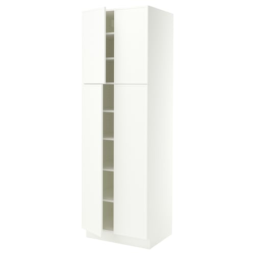 SEKTION Armoire haute + tablettes/4 portes, blanc/Aspudden blanc mat, 30x24x90 "