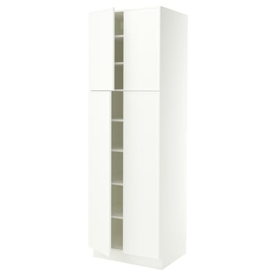 SEKTION Armoire haute + tablettes/4 portes, blanc/Aspudden blanc mat, 30x24x90 "