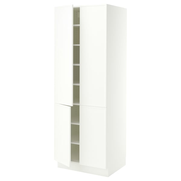 SEKTION Armoire haute + tablettes/4 portes, blanc/Aspudden blanc mat, 30x24x80 "