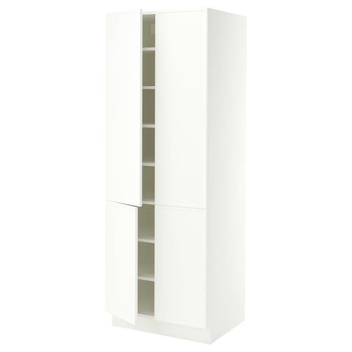 SEKTION Armoire haute + tablettes/4 portes, blanc/Aspudden blanc mat, 30x24x80 "