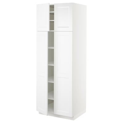 SEKTION Armoire haute + tablettes/4 portes, blanc/Axstad blanc mat, 30x24x80 "