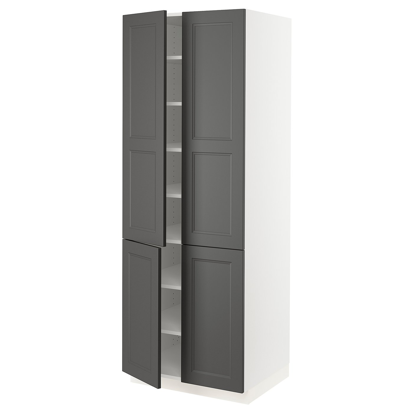 SEKTION Armoire haute + tablettes/4 portes blanc/Axstad gris foncé IKEA