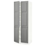 SEKTION Armoire haute + tablettes/4 portes, blanc/Bodbyn gris, 30x24x80 "