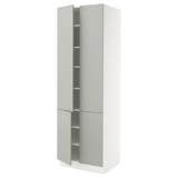 SEKTION Armoire haute + tablettes/4 portes, blanc/Havstorp gris clair, 30x24x90 "