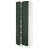 SEKTION Armoire haute + tablettes/4 portes, blanc/Havstorp vert profond, 30x24x90 "