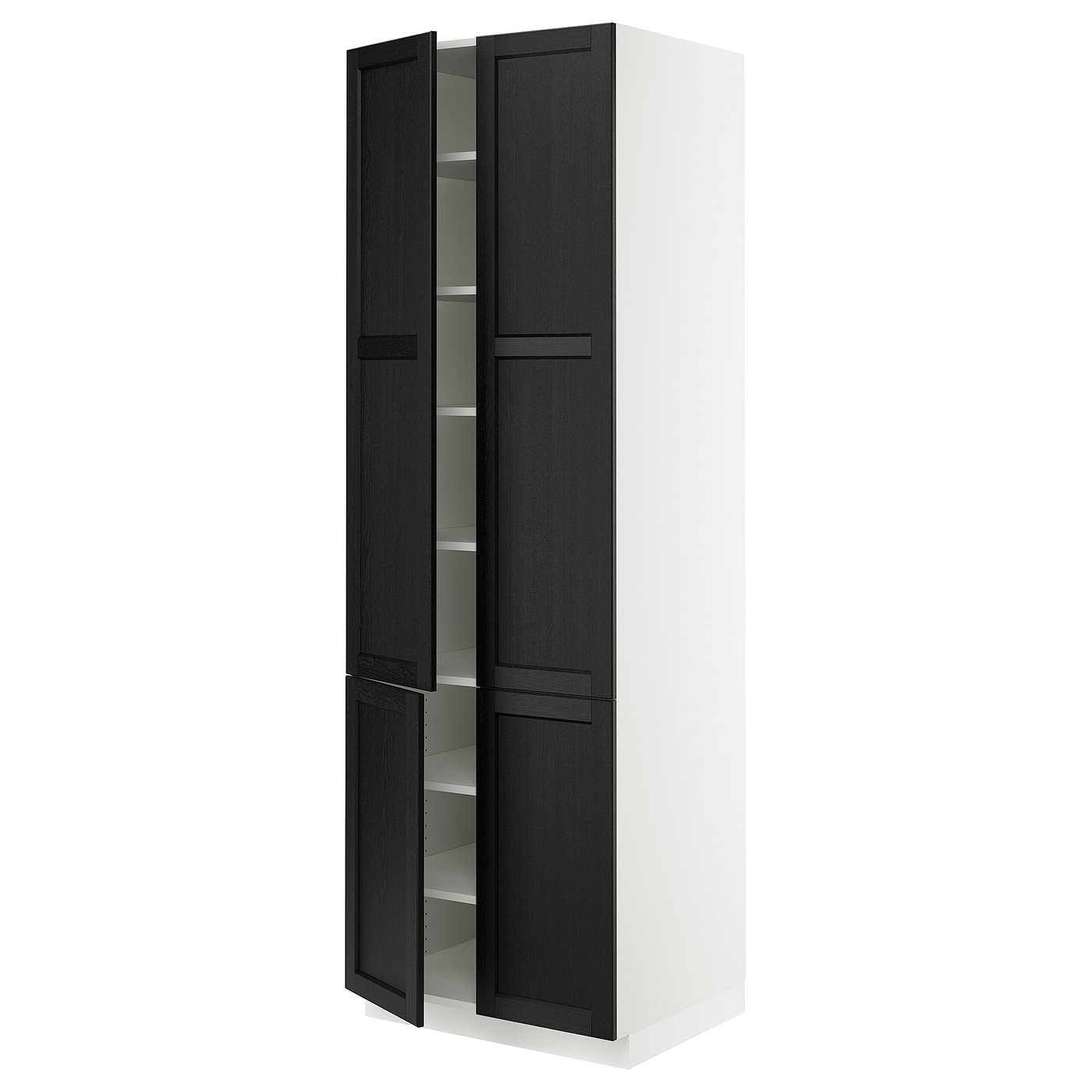 SEKTION armoire haute + tablettes/4 portes, blanc/Lerhyttan teinté noir