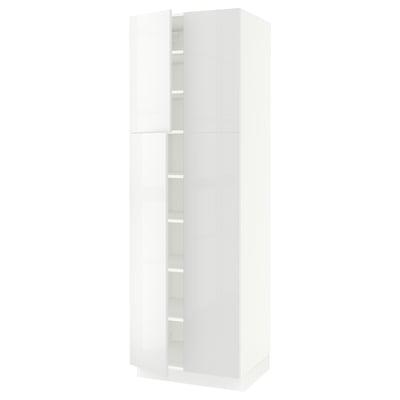 SEKTION Armoire haute + tablettes/4 portes, blanc/Ringhult blanc, 30x24x90 "