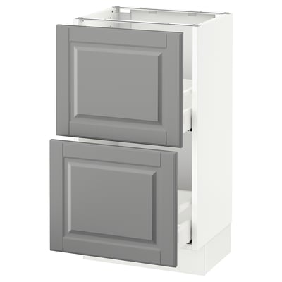 SEKTION Armoire inf 2 tir, blanc Maximera/Bodbyn gris, 18x15x30 "