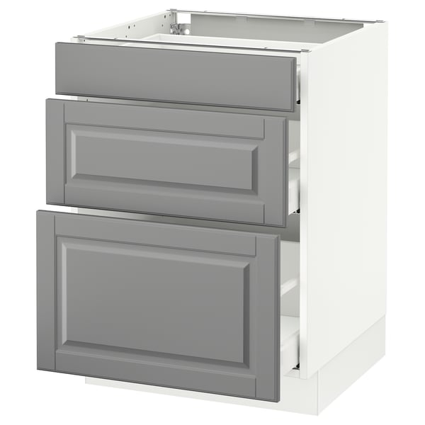 SEKTION Armoire inf 3 tir, blanc Maximera/Bodbyn gris, 24x24x30 "