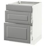 SEKTION Armoire inf 3 tir, blanc Maximera/Bodbyn gris, 24x24x30 "