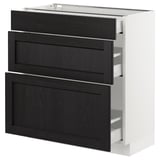 SEKTION Armoire inf 3 tir, blanc Maximera/Lerhyttan teinté noir, 30x15x30 "