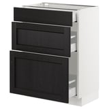 SEKTION Armoire inf 3 tir, blanc Maximera/Lerhyttan teinté noir, 24x15x30 "