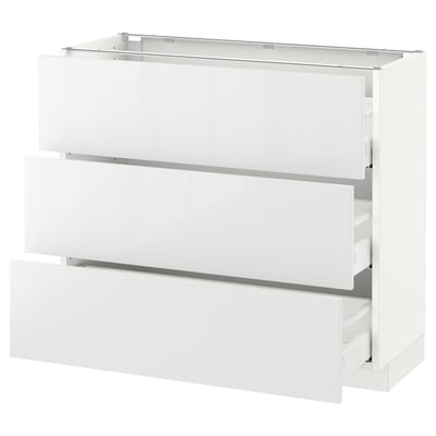 SEKTION Armoire inf 3 tir, blanc Maximera/Ringhult blanc, 36x15x30 "
