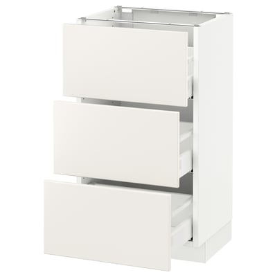 SEKTION Armoire inf 3 tir, blanc Maximera/Veddinge blanc, 18x15x30 "
