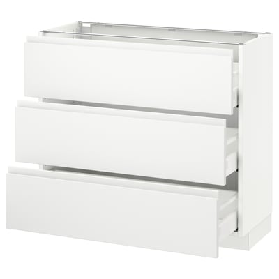 SEKTION Armoire inf 3 tir, blanc Maximera/Voxtorp blanc mat, 36x15x30 "