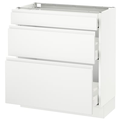 SEKTION Armoire inf 3 tir, blanc Maximera/Voxtorp blanc mat, 30x15x30 "