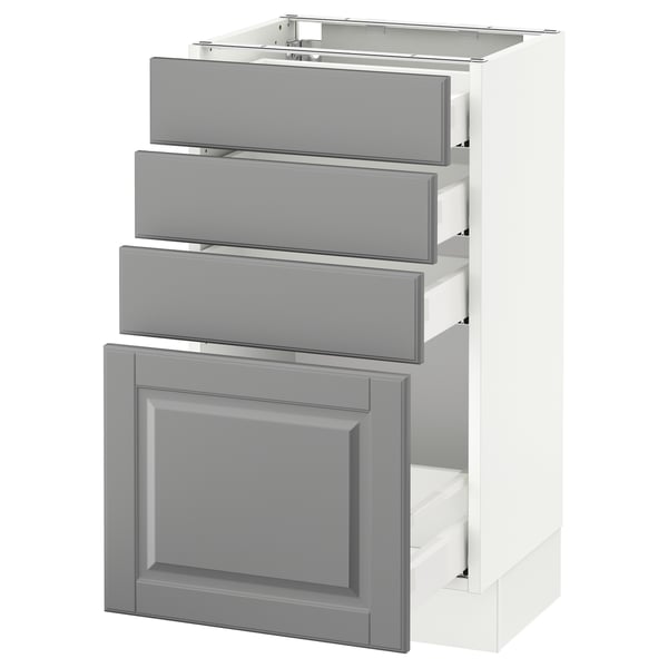 SEKTION Armoire inf 4 tir, blanc Maximera/Bodbyn gris, 18x15x30 "